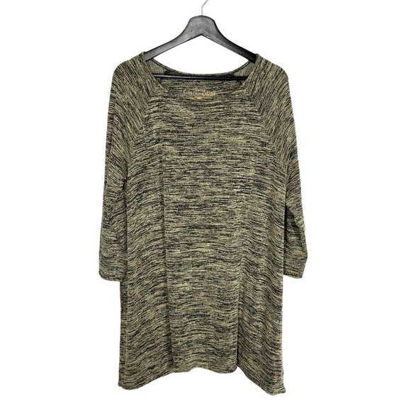 Soma Black Tan Long Sleeve Marled Tunic Top XL - Picture 1 of 7
